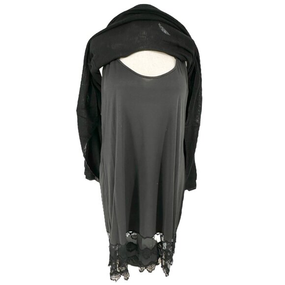 Venus Black Ribbed Knit Long Sleeve Sweater Dress 2X Flared Hem Lightweight NWT - Picture 8 of 16